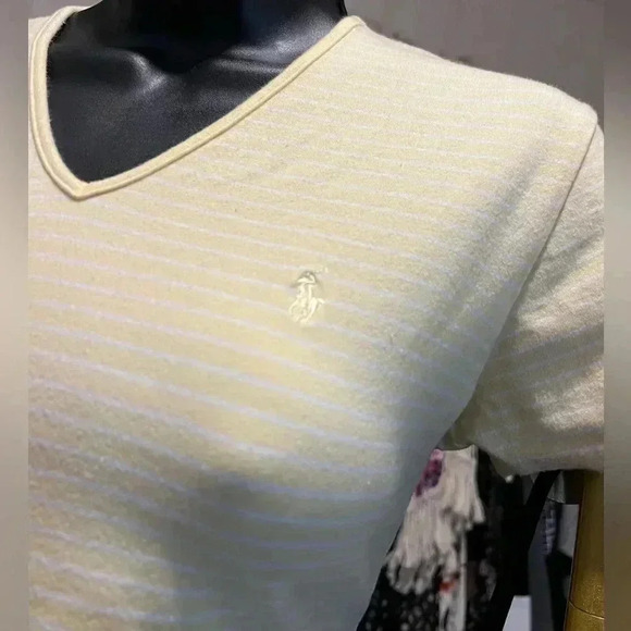 Yellow and White Stripe Polo Ralph Lauren Crop Top - Picture 3 of 6